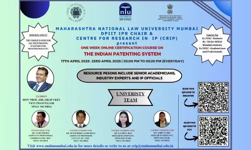 [Advt.] MNLU Mumbai: One Week Online Certificate Course On Indian Patenting System  [17th- 23rd April]
